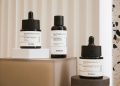 Elegant display of COSRX skincare bottles on a modern backdrop. Perfect for beauty and wellness content.